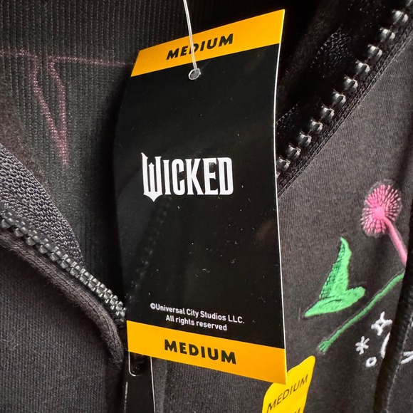 NWT Wicked Women's Embroidered Full Zip Hoodie Sweatshirt Black M Style 6QSJ001 - Picture 11 of 14